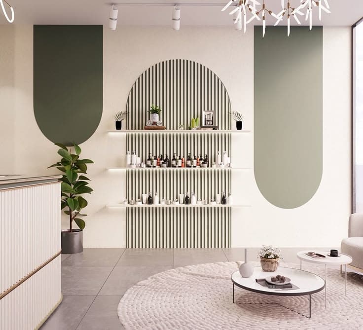 Interior de un salón de belleza moderno y luminoso